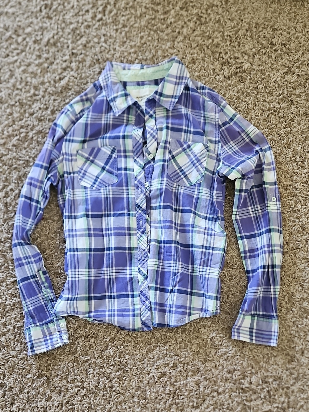 Purple Plaid Button-Down Shirt